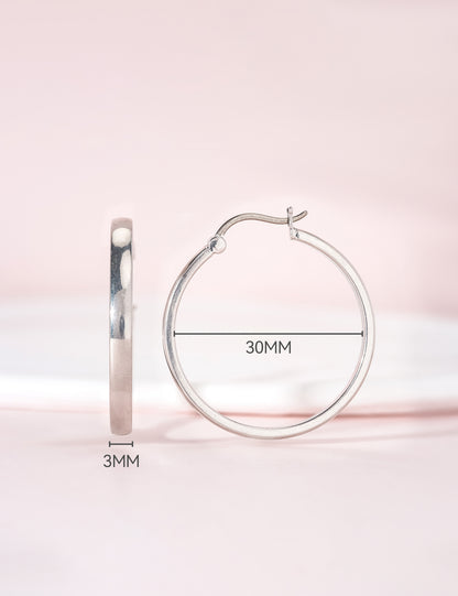 Limerencia G23 Pendientes de aro hipoalergénicos de titanio puro para mujer con orejas sensibles (sin gema, 30 mm, oro)