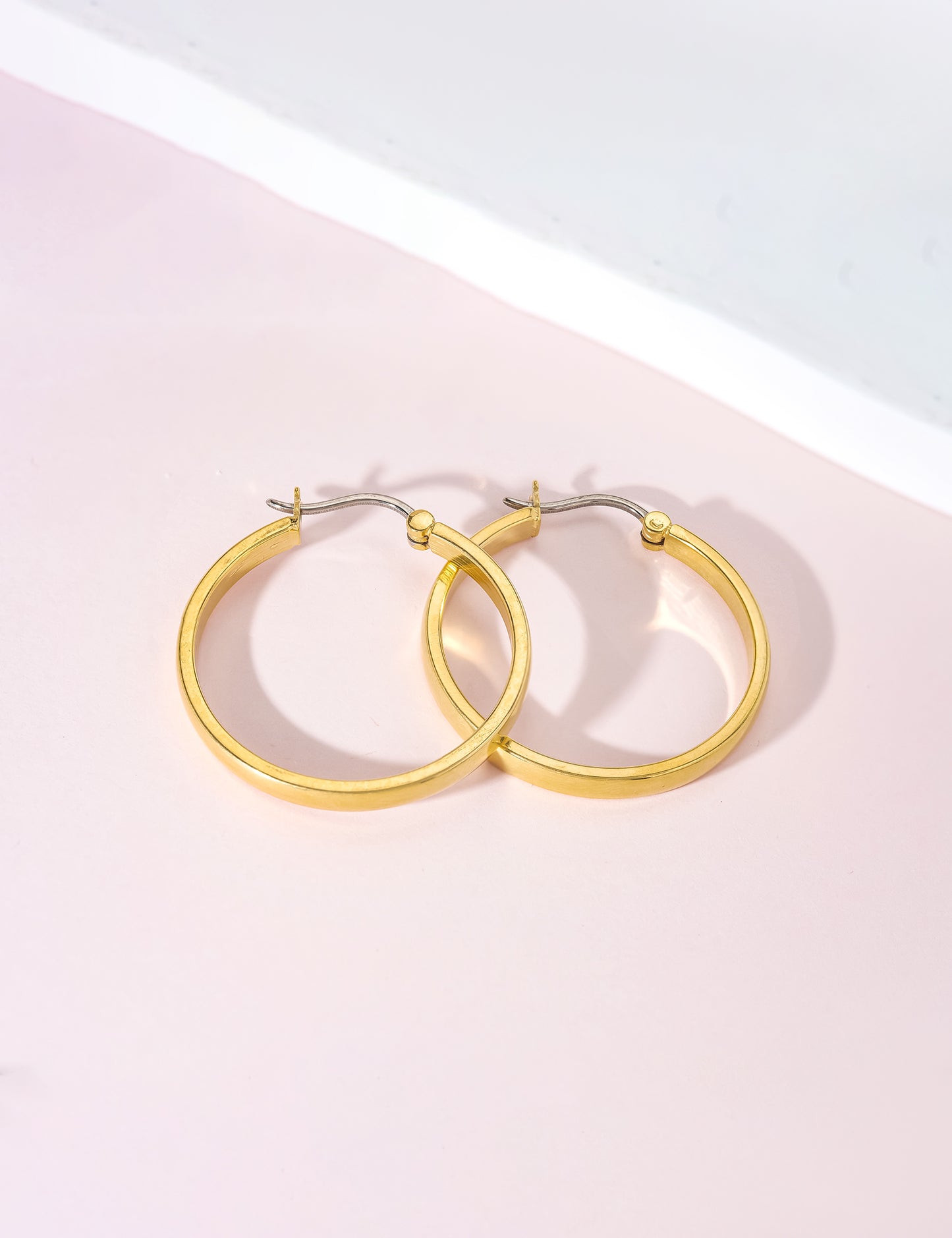 Limerencia G23 Pure Titanium Hypoallergenic Hoop Earrings for Women Sensitive Ears (No Gem, 30mm, Gold)