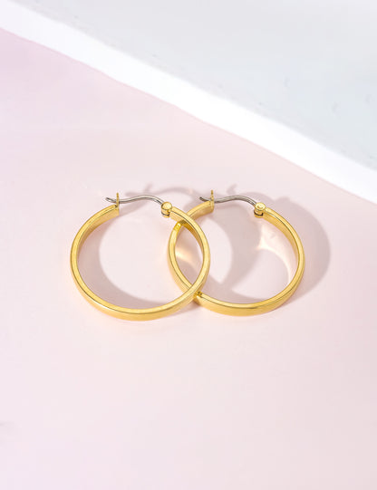 Limerencia G23 Pendientes de aro hipoalergénicos de titanio puro para mujer con orejas sensibles (sin gema, 30 mm, oro)