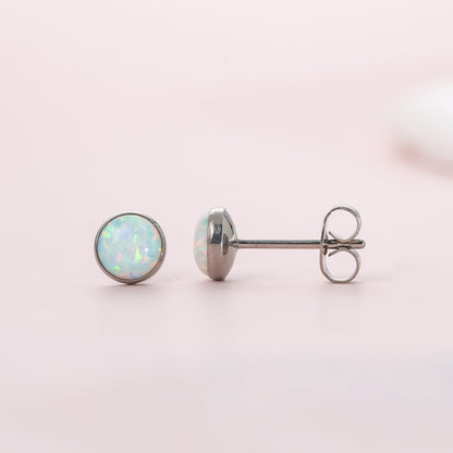 Limerencia Ohrringe aus reinem Titan, hypoallergen | Opal-Ohrstecker | Minimalistisch, Implantatqualität | Für empfindliche Ohren, filigraner Schmuck