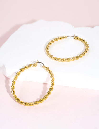 Limerencia hipoalergénicos Aretes de aro redondos de titanio puro trenzado para mujer (aro de cuerda trenzada de 42 mm, plata)…