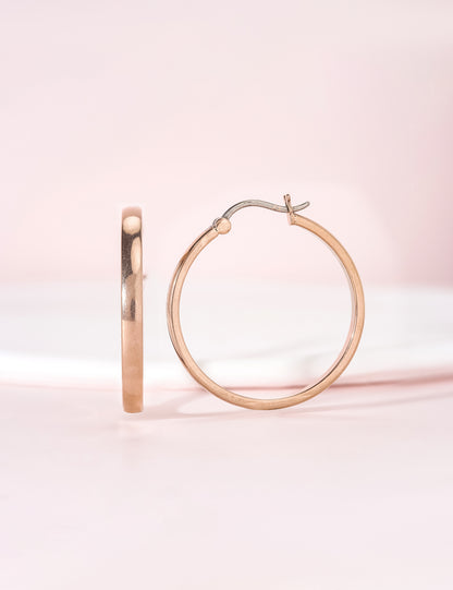 Limerencia G23 Pendientes de aro hipoalergénicos de titanio puro para mujer con orejas sensibles (sin gema, 30 mm, oro)