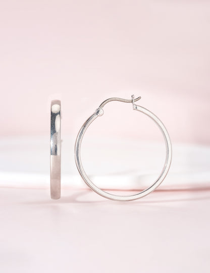 Limerencia G23 Pendientes de aro hipoalergénicos de titanio puro para mujer con orejas sensibles (sin gema, 30 mm, oro)
