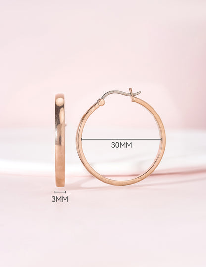 Limerencia G23 Pendientes de aro hipoalergénicos de titanio puro para mujer con orejas sensibles (sin gema, 30 mm, oro)