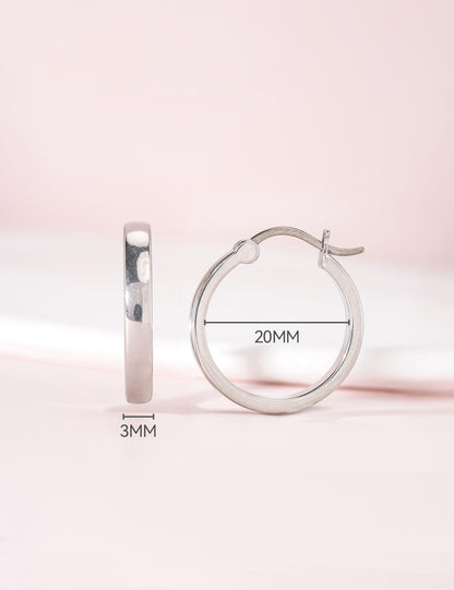 Pendientes de aro hipoalergénicos Limerencia G23 de titanio puro para mujer, para orejas sensibles (sin gema, 20 mm, oro)