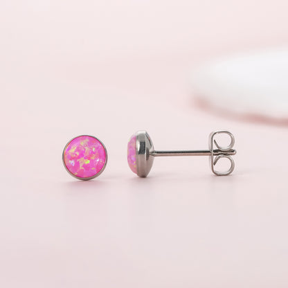 Limerencia Ohrringe aus reinem Titan, hypoallergen | Opal-Ohrstecker | Minimalistisch, Implantatqualität | Für empfindliche Ohren, filigraner Schmuck