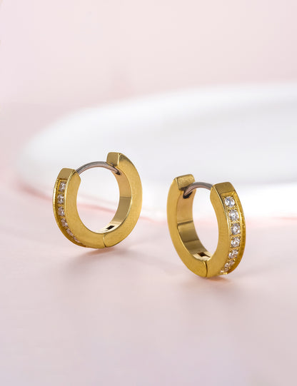 Limerencia G23 Aretes de aro hipoalergénicos de titanio puro para orejas sensibles (aro con circonita cúbica de 10 mm, oro)