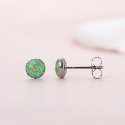 Limerencia Ohrringe aus reinem Titan, hypoallergen | Opal-Ohrstecker | Minimalistisch, Implantatqualität | Für empfindliche Ohren, filigraner Schmuck
