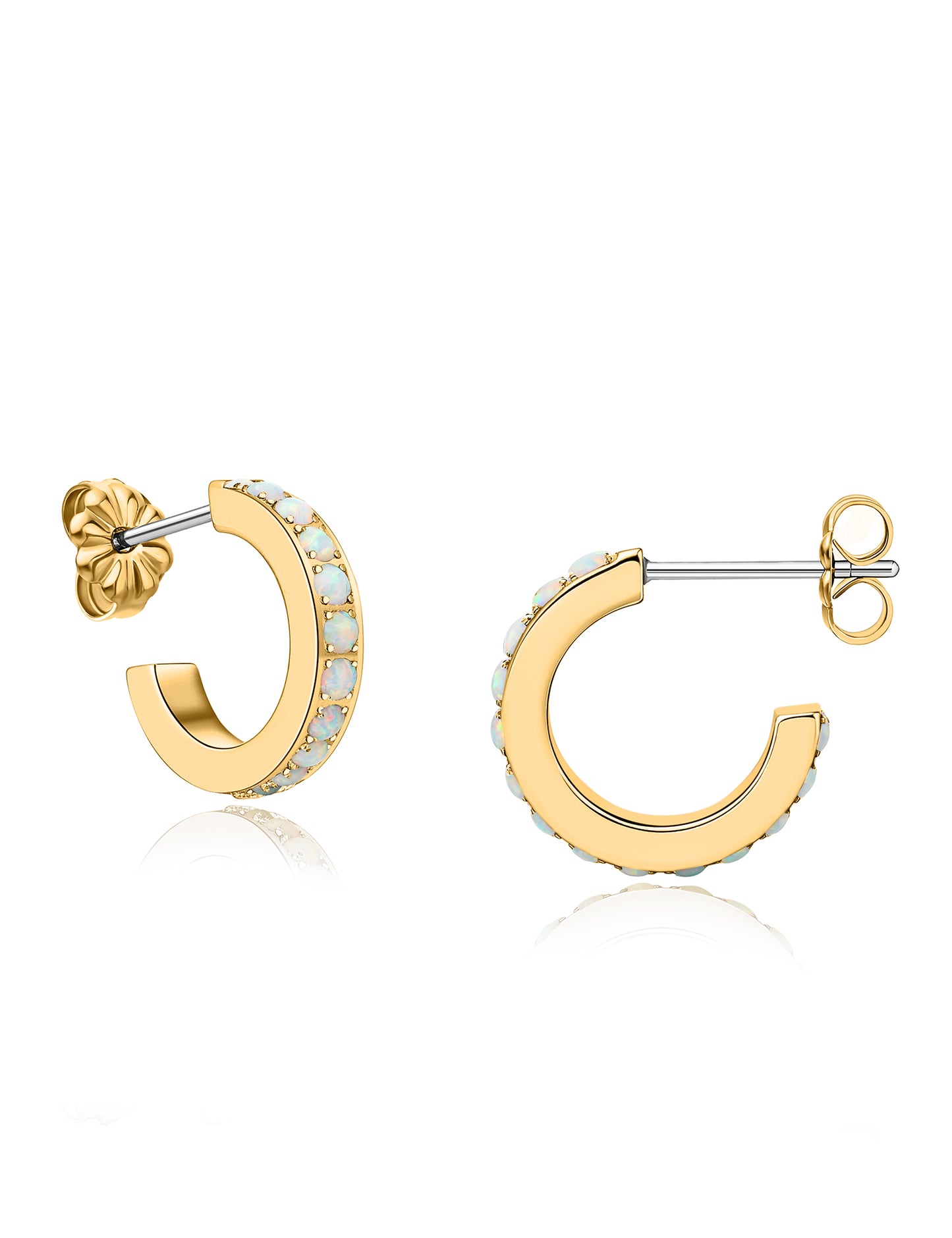 Limerencia Hypoallergenic G23 Pure Titanium Small Open C Hoop Earrings, F136 Implant Grade Lightweight Cubic Zirconia/Opal Cuff Huggie Earrings for Women Sensitive Ears