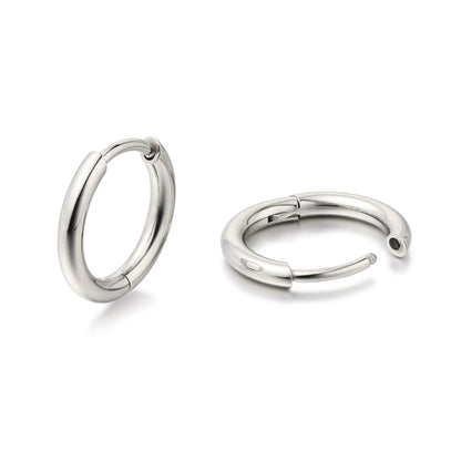 Limerencia Hypoallergenic Pure Titanium Pairs Small Huggie Hoop Earrings, Lightweight Cartilage Hoops Small Cubic Zirconia Cuff Earrings Mini Piercing Jewelry for Women (8mm, No stones)