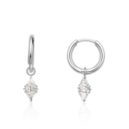Orecchini huggie pendenti leggeri in titanio puro ipoallergenico Limerencia donna, modelli barra verticale, croce, luna e fulmine, orecchini delicati con zircone rombico