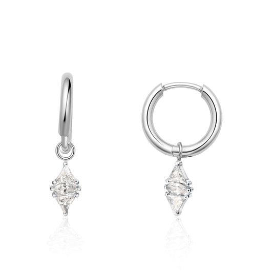 Orecchini huggie pendenti leggeri in titanio puro ipoallergenico Limerencia donna, modelli barra verticale, croce, luna e fulmine, orecchini delicati con zircone rombico
