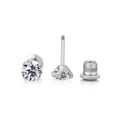 Orecchini a perno in titanio G23 ipoallergenici Limerencia da donna, zircone cubico 5A, chiusura a vite elica, piercing titanio medicale F136 per orecchie sensibili (zircone bianco)