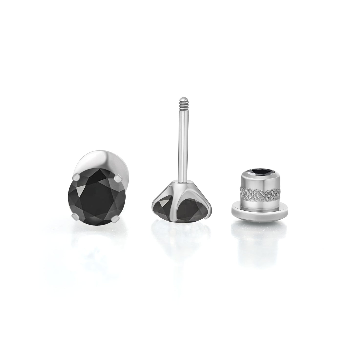 Orecchini a perno in titanio G23 ipoallergenici Limerencia da donna, zircone cubico 5A, chiusura a vite elica, piercing titanio medicale F136 per orecchie sensibili (colore nero)