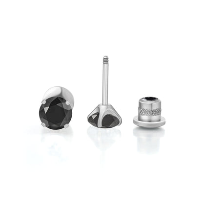 Orecchini a perno in titanio G23 ipoallergenici Limerencia da donna, zircone cubico 5A, chiusura a vite elica, piercing titanio medicale F136 per orecchie sensibili (colore nero)