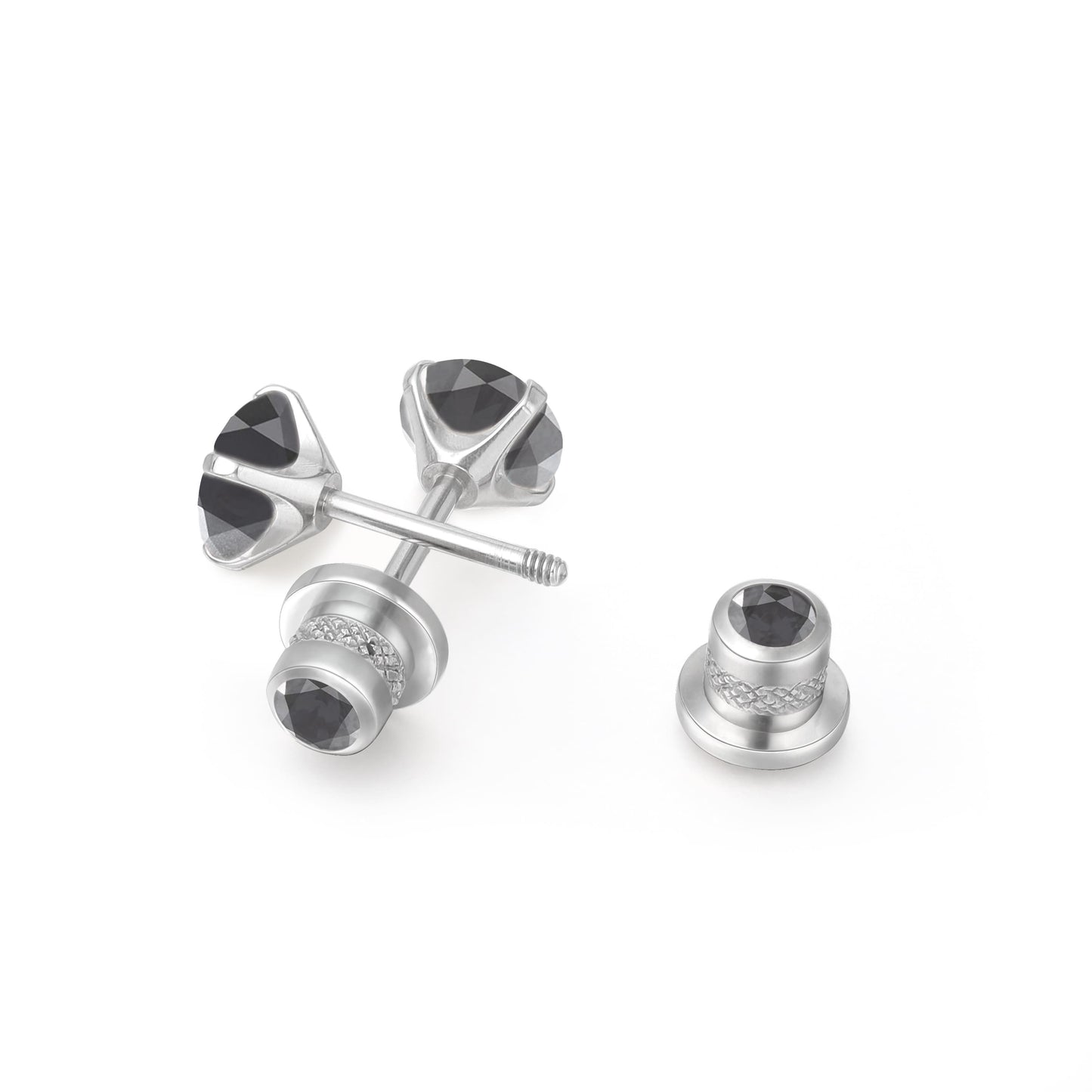 Orecchini a perno in titanio G23 ipoallergenici Limerencia da donna, zircone cubico 5A, chiusura a vite elica, piercing titanio medicale F136 per orecchie sensibili (colore nero)