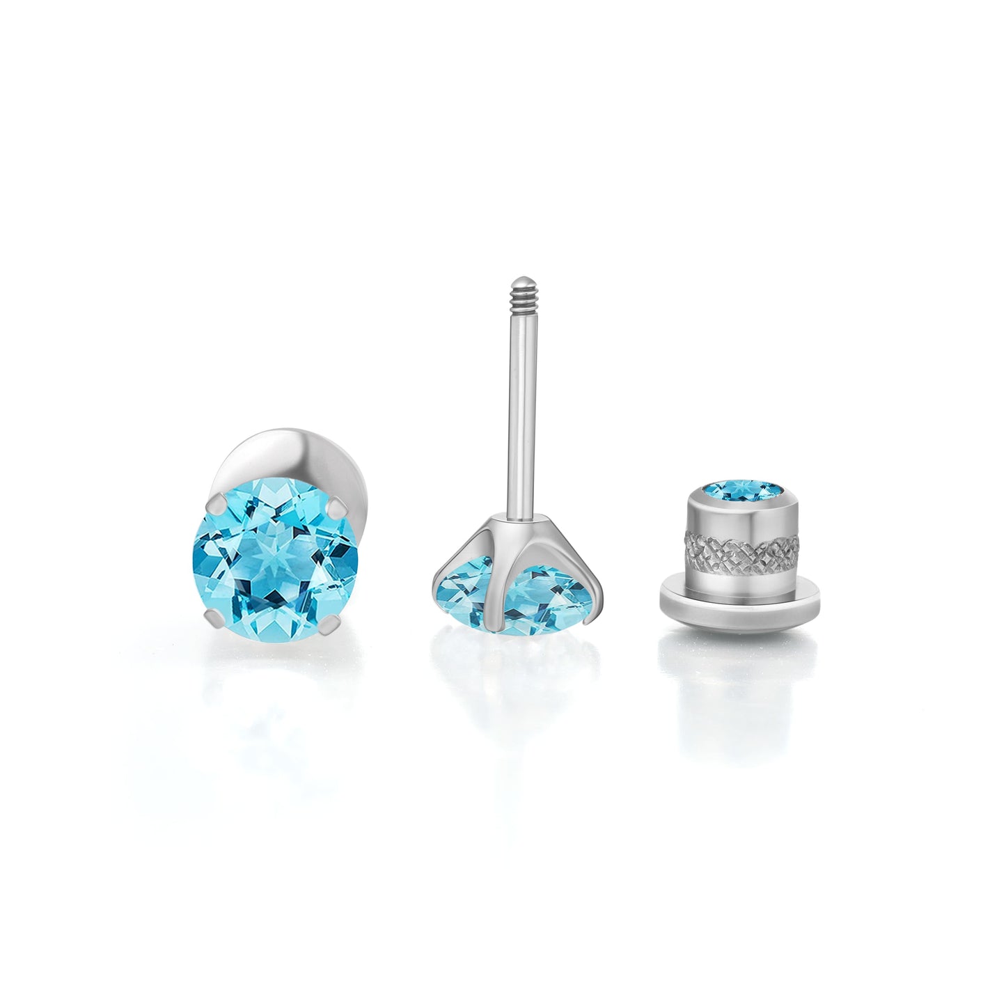 Orecchini a vite in titanio G23 Limerencia ipoallergenici da donna con zircone 5A, piercing elica in titanio medicale F136 per orecchie sensibili (colore acquamarina)