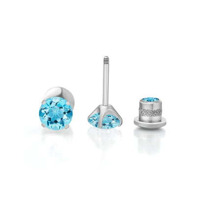 Orecchini a vite in titanio G23 Limerencia ipoallergenici da donna con zircone 5A, piercing elica in titanio medicale F136 per orecchie sensibili (colore acquamarina)