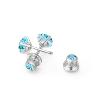 Orecchini a vite in titanio G23 Limerencia ipoallergenici da donna con zircone 5A, piercing elica in titanio medicale F136 per orecchie sensibili (colore acquamarina)