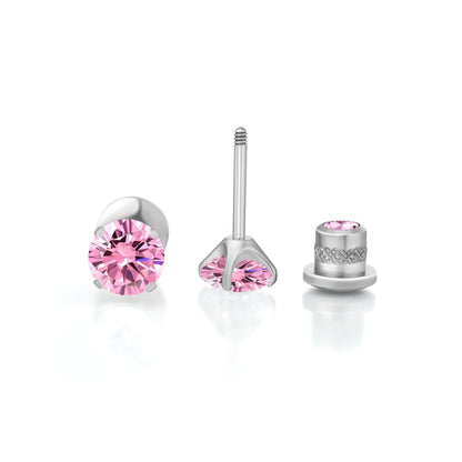 Orecchini a perno in titanio G23 ipoallergenici Limerencia da donna, zircone cubico 5A, chiusura a vite elica, piercing titanio medicale F136 per orecchie sensibili (colore rosa)