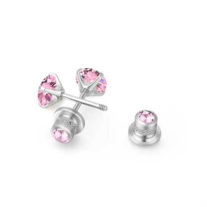 Orecchini a perno in titanio G23 ipoallergenici Limerencia da donna, zircone cubico 5A, chiusura a vite elica, piercing titanio medicale F136 per orecchie sensibili (colore rosa)