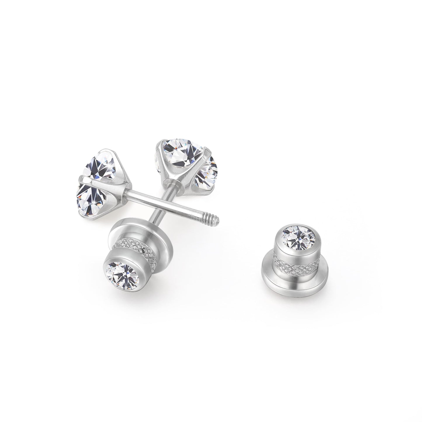 Orecchini a perno in titanio G23 ipoallergenici Limerencia da donna, zircone cubico 5A, chiusura a vite elica, piercing titanio medicale F136 per orecchie sensibili (zircone bianco)