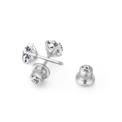 Orecchini a perno in titanio G23 ipoallergenici Limerencia da donna, zircone cubico 5A, chiusura a vite elica, piercing titanio medicale F136 per orecchie sensibili (zircone bianco)