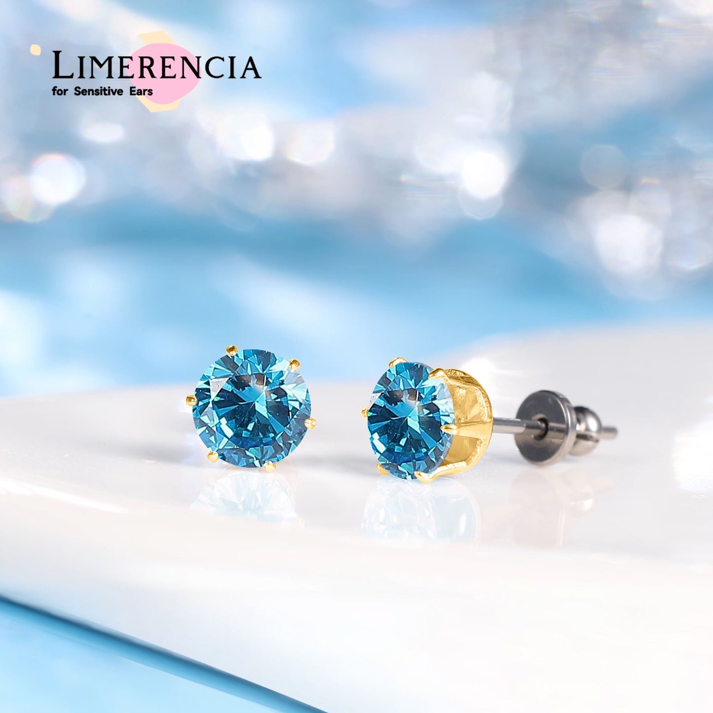 Pendientes de titanio Limerencia hipoalergénicos, tachas de grado implantado F136 con circón redondo, pendientes de seis garras para mujer y hombre con orejas sensibles