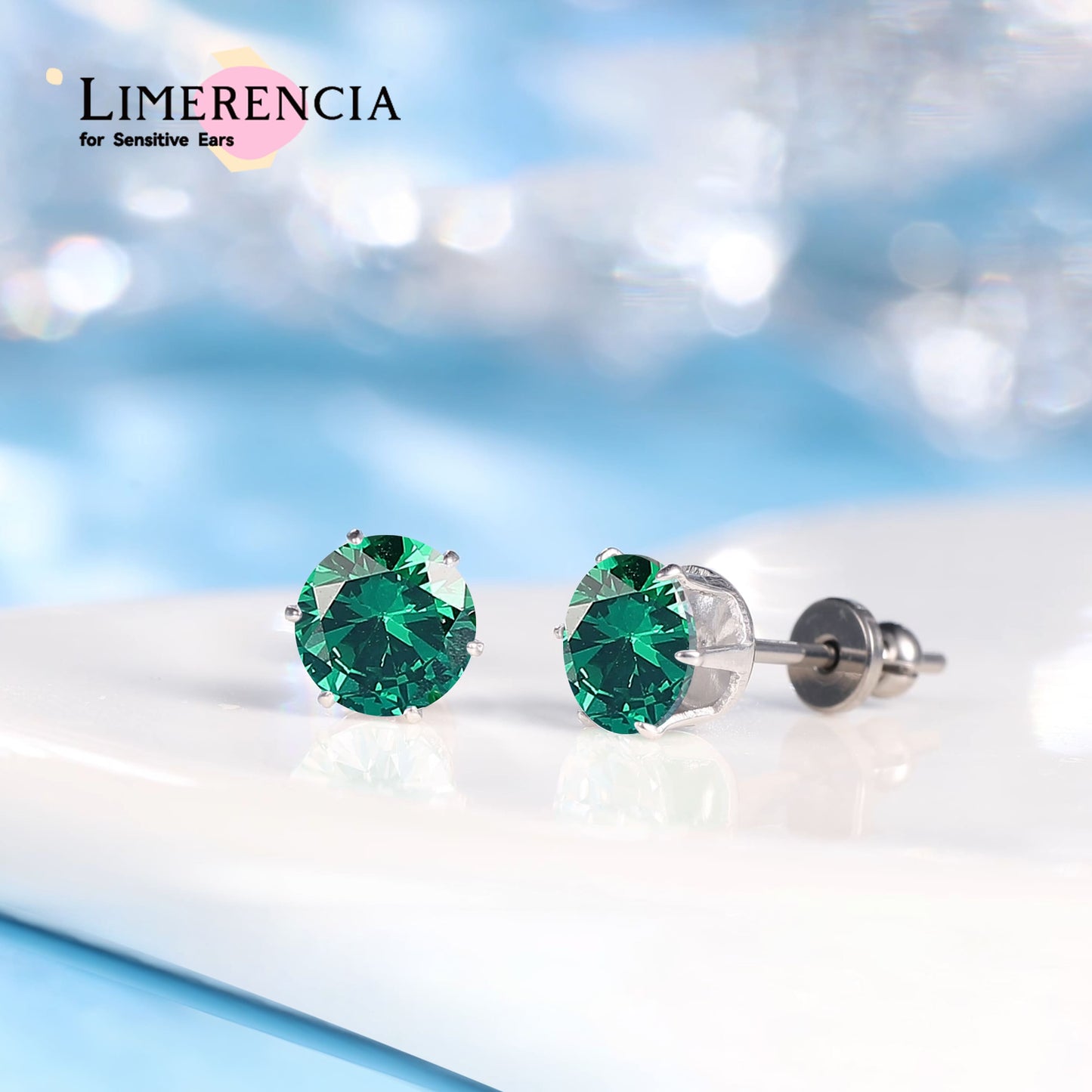 Pendientes de titanio Limerencia hipoalergénicos, tachas de grado implantado F136 con circón redondo, pendientes de seis garras para mujer y hombre con orejas sensibles