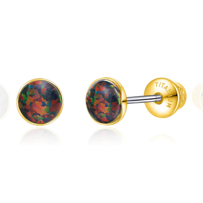 Boucles d'oreilles titane Limerencia, clous d'oreilles opale blanc/bleu/noir, grade implant F136, adaptés aux oreilles sensibles hommes et femmes