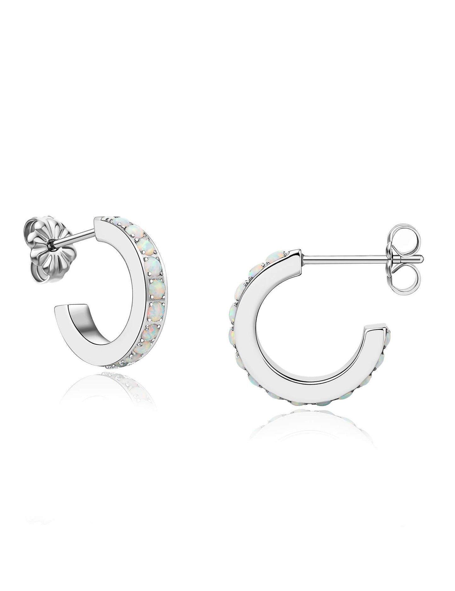 Limerencia Hypoallergenic G23 Pure Titanium Small Open C Hoop Earrings, F136 Implant Grade Lightweight Cubic Zirconia/Opal Cuff Huggie Earrings for Women Sensitive Ears