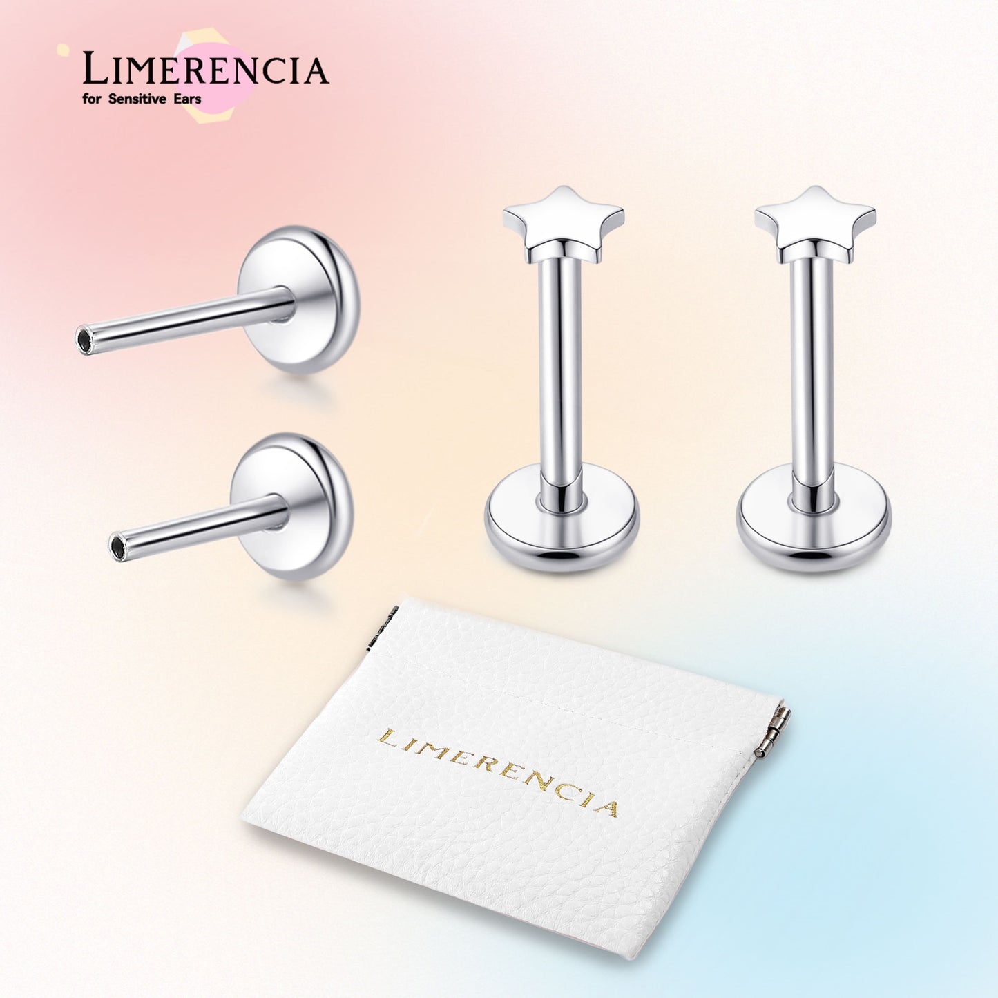 Limerencia Titan-Stecker mit Flachboden ohne Gewinde, 20G Druckverschluss-Einsteckpiercing für Knorpel, Tragus, Labret, Lippe, Medusa und Conch, hypoallergener Körperschmuck für Damen und Herren