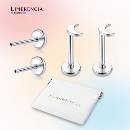 Limerencia Titan-Stecker mit Flachboden ohne Gewinde, 20G Druckverschluss-Einsteckpiercing für Knorpel, Tragus, Labret, Lippe, Medusa und Conch, hypoallergener Körperschmuck für Damen und Herren