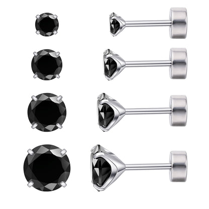 Orecchini piatti cartilagine titanio F136 Limerencia ipoallergenici con zircone perla opale, gioielli piercing elica confezione 4 paia 3-6mm da donna