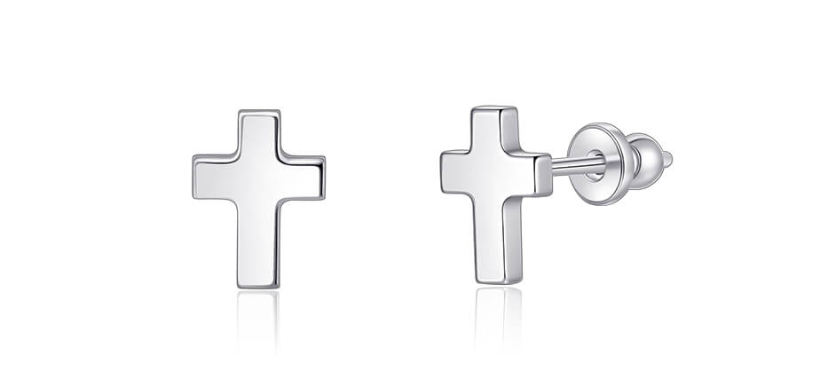 Pendientes de titanio Limerencia, pendientes hipoalergénicos para hombre y mujer con oídos sensibles, joyería minimalista, pendientes cruz planos para cartílago, diseño cruz