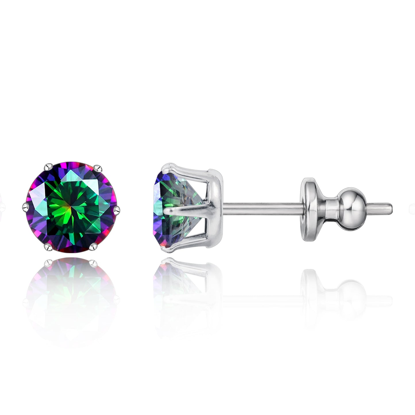 Pendientes de titanio Limerencia hipoalergénicos, tachas de grado implantado F136 con circón redondo, pendientes de seis garras para mujer y hombre con orejas sensibles