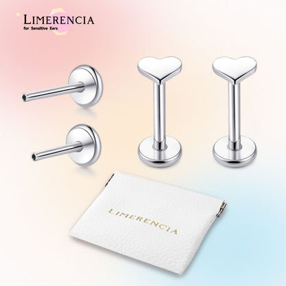 Limerencia Titan-Stecker mit Flachboden ohne Gewinde, 20G Druckverschluss-Einsteckpiercing für Knorpel, Tragus, Labret, Lippe, Medusa und Conch, hypoallergener Körperschmuck für Damen und Herren