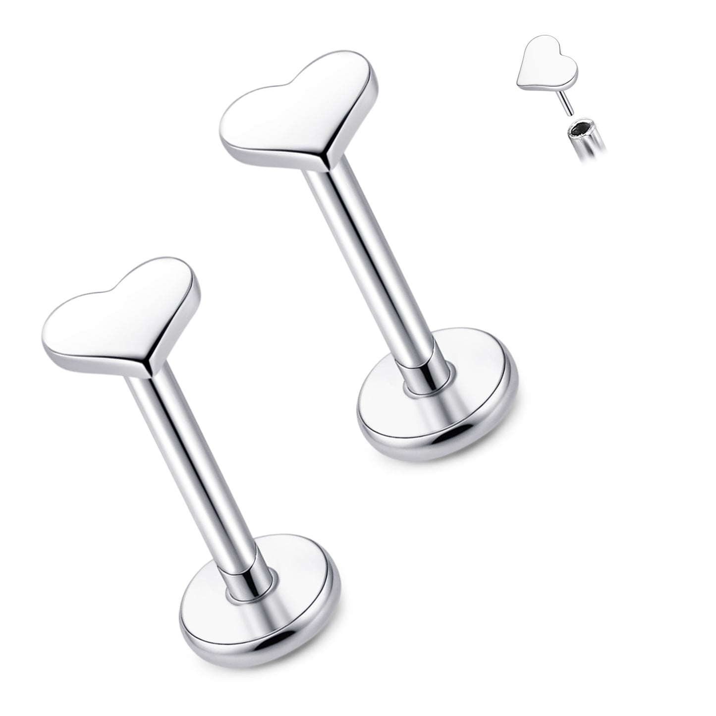 Limerencia Titan-Stecker mit Flachboden ohne Gewinde, 20G Druckverschluss-Einsteckpiercing für Knorpel, Tragus, Labret, Lippe, Medusa und Conch, hypoallergener Körperschmuck für Damen und Herren