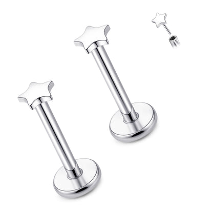Limerencia Titan-Stecker mit Flachboden ohne Gewinde, 20G Druckverschluss-Einsteckpiercing für Knorpel, Tragus, Labret, Lippe, Medusa und Conch, hypoallergener Körperschmuck für Damen und Herren