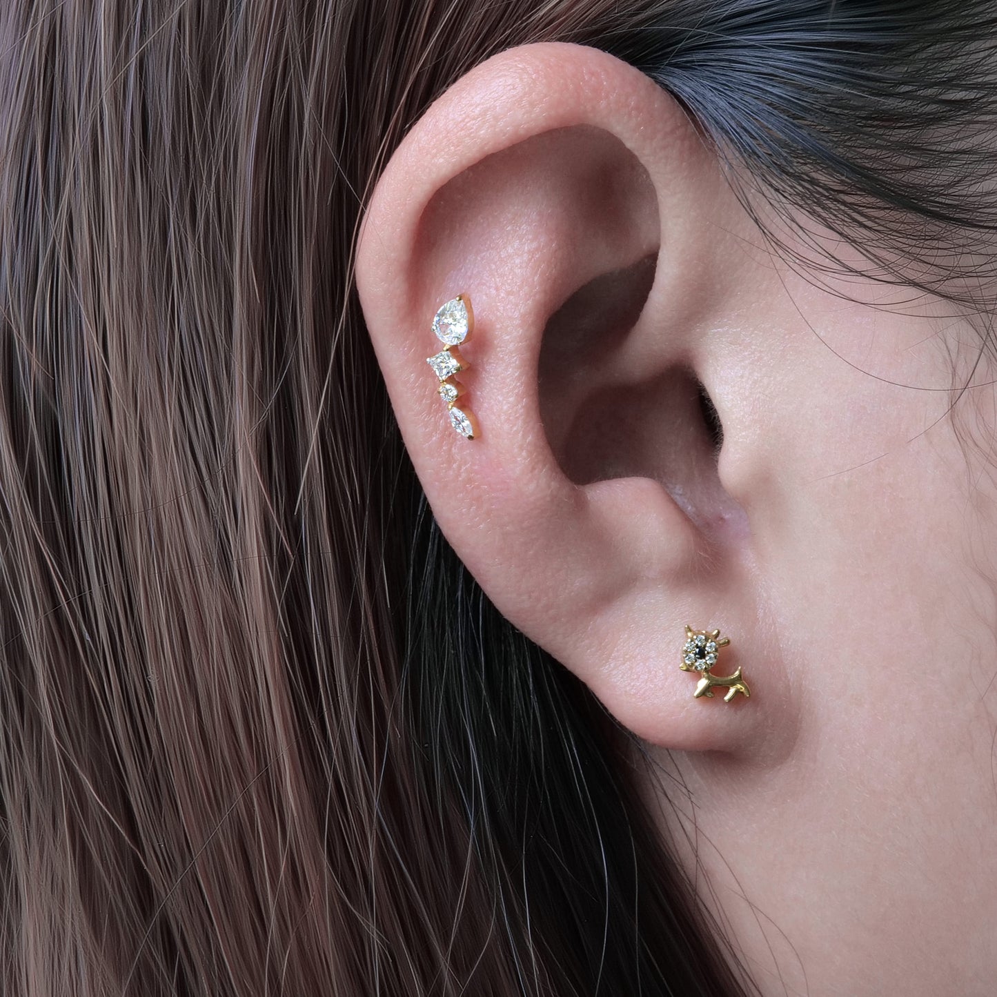 Limerencia Hypoallergenic G23 Implant Grade Titanium Screw Back Earrings Tragus 20G Helix F136 Piercing Post for Sensitive Ears Cartilage(animal dog)