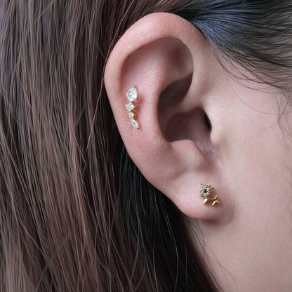Limerencia Hypoallergenic G23 Implant Grade Titanium Screw Back Earrings Tragus 20G Helix F136 Piercing Post for Sensitive Ears Cartilage(animal dog)