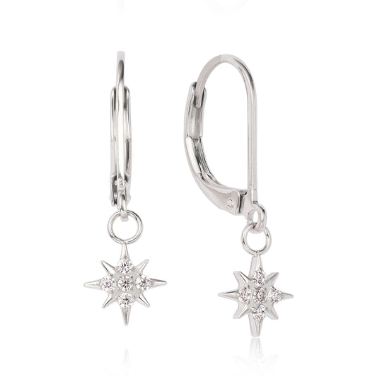 Orecchini pendenti a leva titanio G23 Limerencia, gioielli moda donna titanio F136 ipoallergenico, regalo /forma stella
