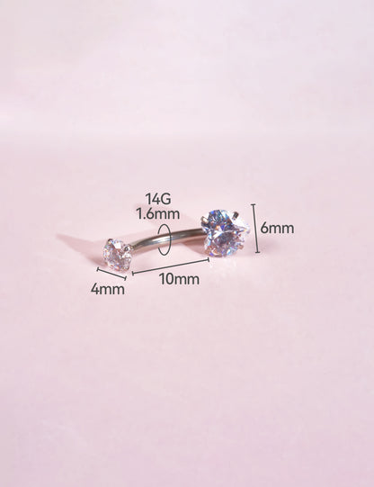 Anello ombelicale Limerencia 14G in titanio G23 con piccolo zircone a goccia, piercing ombelicale filettato interno da 10 mm (10 mm, piccolo cuore)