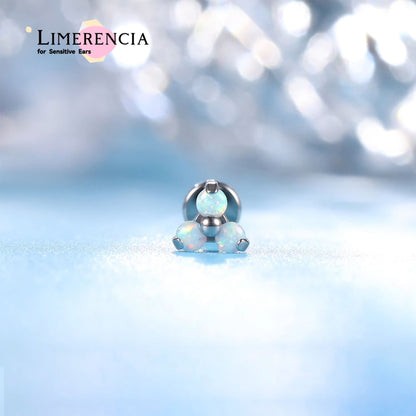Pendientes de tuerca con rosca interna de titanio hipoalergénico limerencia - 18G 6mm 8mm 10mm para Trago, Hélice, Conch, Cartílago, Nariz, Labio, F136 de grado de implante con parte trasera plana (verde)