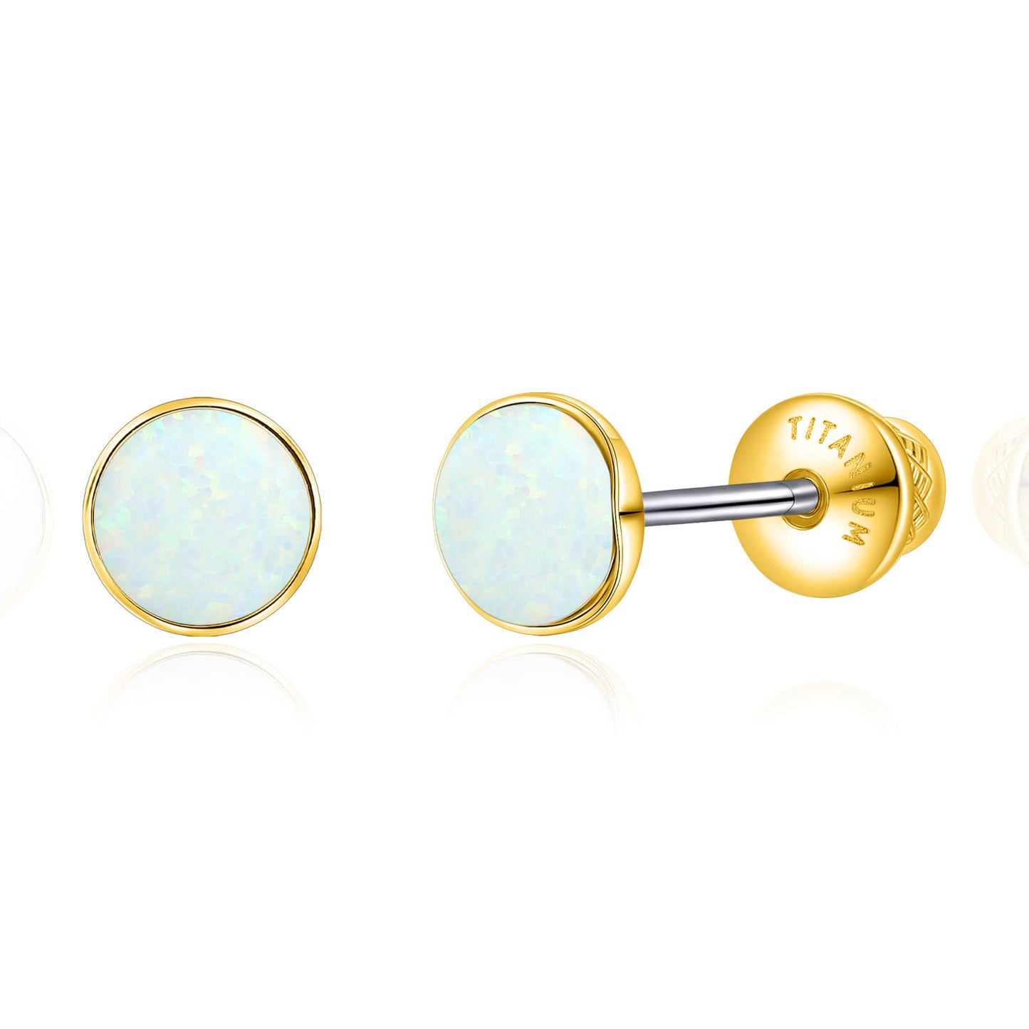 Boucles d'oreilles titane Limerencia, clous d'oreilles opale blanc/bleu/noir, grade implant F136, adaptés aux oreilles sensibles hommes et femmes