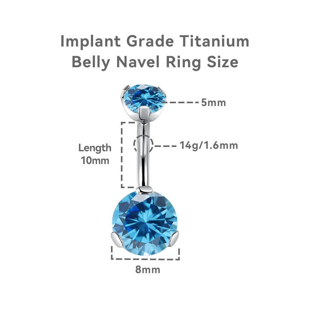 limerencia G23 Titanium Belly Button Rings hypoallergenic medical implant grade 14G Teardrop CZ Belly Navel Rings Piercing Belly Bars (Blue)……