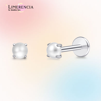 Orecchino titanio base piatta senza filetto Limerencia calibro 20G, piercing a pressione per cartilagine, trago, labret, labbro, medusa e conca, ipoallergenico unisex / tre sfere