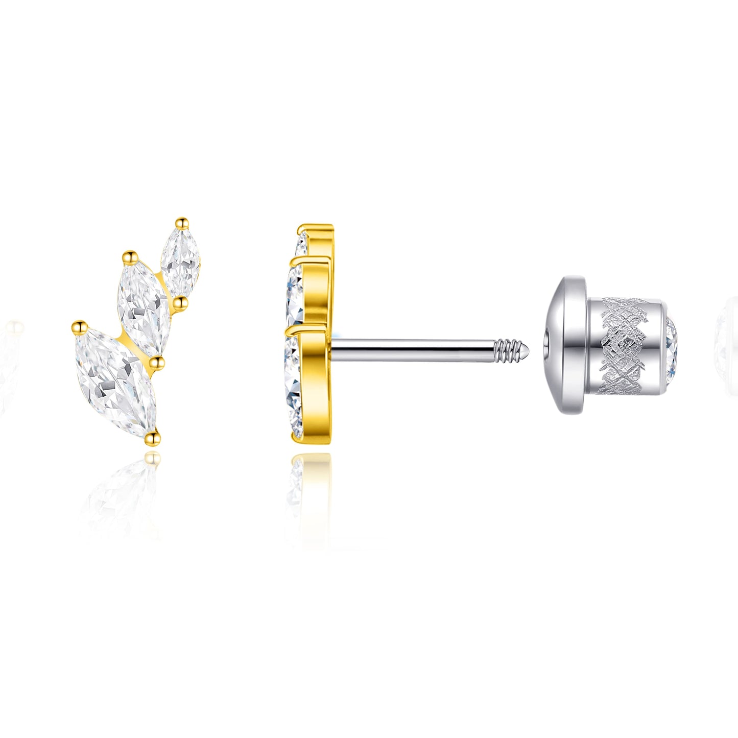 Limerencia Pendientes Hipoalergénicos de Titanio Grado Implante G23 con Cierre de Rosca Tragus 20G Hélice F136 Poste de Piercing para Orejas Sensibles Cartílago (hoja)
