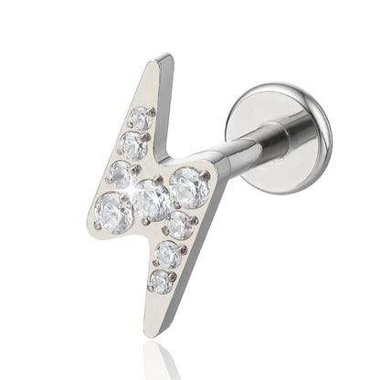 Limerencia Piercing Fulmine in Titanio ASTM F136 18G, Orecchino a Perno Retro Piatto con Filettatura Interna 6mm 8mm 10mm per Trago, Helix, Conchiglia, Cartilagine, Naso e Labbro – 1 Pezzo