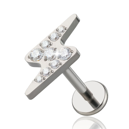 Limerencia Piercing Fulmine in Titanio ASTM F136 18G, Orecchino a Perno Retro Piatto con Filettatura Interna 6mm 8mm 10mm per Trago, Helix, Conchiglia, Cartilagine, Naso e Labbro – 1 Pezzo